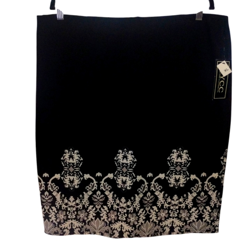 NY Collection Women's Black & White Floral  Pull-On Skirt Size XL NWT ❤️